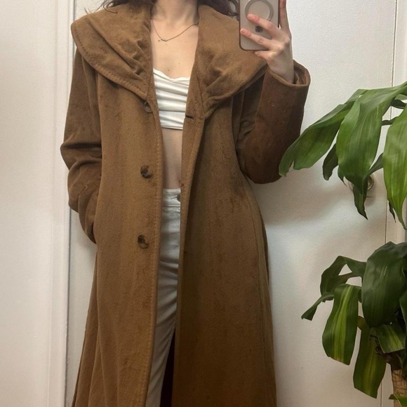 Vintage Anne Klein Belted Brown Wool Trench Coat/OverCoat Size Medium - Picture 4 of 17